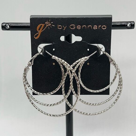 Silver Duo Circle G by Gennaro Earrings - Picture 2 of 6